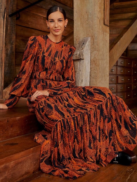 FARM Rio Dresses & Skirts - FARM Rio Giraffes Puff Sleeve Maxi Dress small